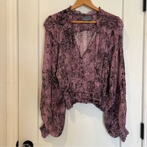 By Anthropologie Smocked Sheer Blouse